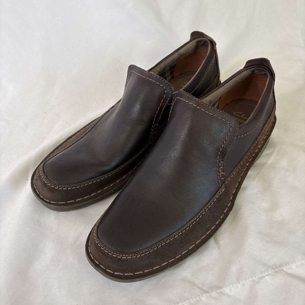 Clarks Nature 5 Men's Sz 13 Brown Leather Casual Slip-On Loafer Walking Shoes